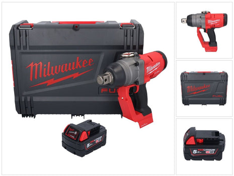 Clé à chocs sans fil Milwaukee M18 ONEFHIWF1-501X 18 V 2033 Nm 1″ brushless + 1x batterie 5,0 Ah + boîtier HD - sans chargeur