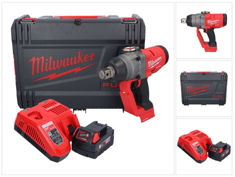 Llave de impacto inalámbrica Milwaukee M18 ONEFHIWF1-501X 18 V 2033 Nm 1″ sin escobillas + 1x batería 5,0 Ah + cargador + caja HD