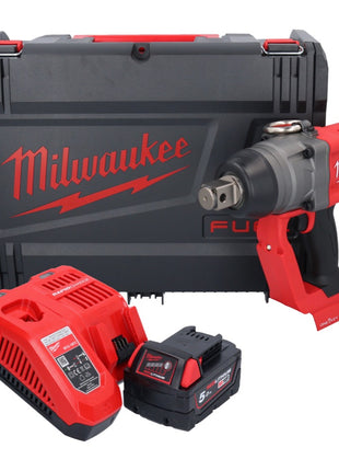 Llave de impacto inalámbrica Milwaukee M18 ONEFHIWF1-501X 18 V 2033 Nm 1″ sin escobillas + 1x batería 5,0 Ah + cargador + caja HD