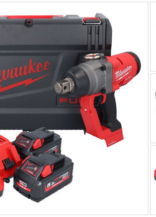 Clé à chocs sans fil Milwaukee M18 ONEFHIWF1-552X 18 V 2033 Nm 1″ brushless + 2x batterie 5,5 Ah + chargeur + boîtier HD