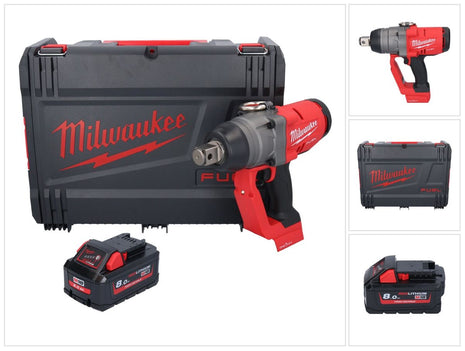 Milwaukee M18 ONEFHIWF1-801X Clé à choc sans fil 18 V 2033 Nm 1 Brushless + 1x batterie 8,0 Ah + HD Box - sans chargeur