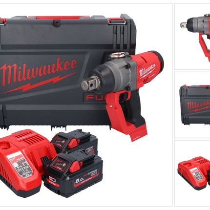 Milwaukee M18 ONEFHIWF1-802X Clé à choc sans fil 18 V 2033 Nm 1 Brushless ( 4933459733 ) + 2x batterie 8,0 Ah + chargeur + HD Box