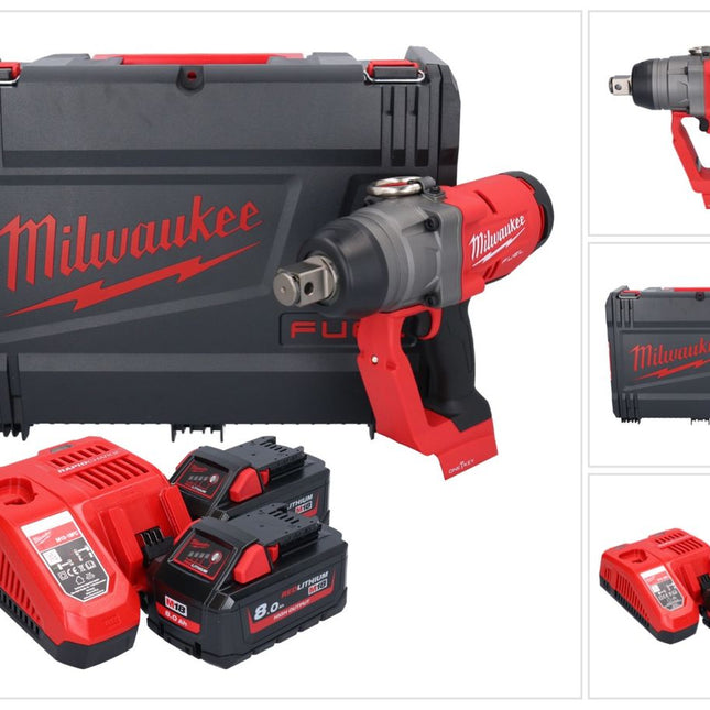Milwaukee M18 ONEFHIWF1-802X Clé à choc sans fil 18 V 2033 Nm 1 Brushless ( 4933459733 ) + 2x batterie 8,0 Ah + chargeur + HD Box