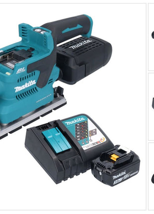 Makita DBO 381 RF1U Akumulatorowa szlifierka oscylacyjna 18 V 93 x 185 mm bezszczotkowa + 1x akumulator 3,0 Ah + ładowarka