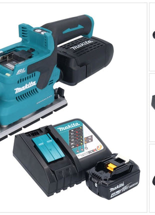 Makita DBO 381 RM1U Ponceuse vibrante sans fil 18 V 93 x 185 mm Brushless + 1x batterie 4,0 Ah + chargeur