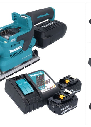 Makita DBO 381 RMU Akku Schwingschleifer 18 V 93 x 185 mm Brushless + 2x Akku 4,0 Ah + Ladegerät