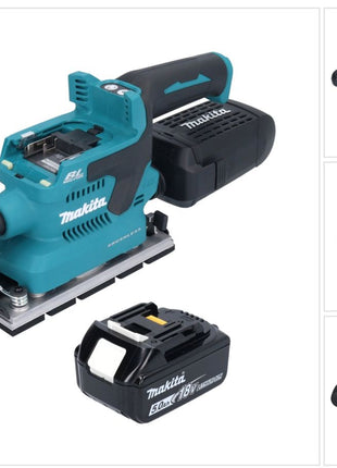 Makita DBO 381 T1U Akumulatorowa szlifierka oscylacyjna 18 V 93 x 185 mm bezszczotkowa + 1x akumulator 5,0 Ah - bez ładowarki