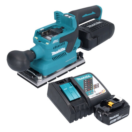Makita DBO 381 RT1U Ponceuse vibrante sans fil 18 V 93 x 185 mm Brushless + 1x batterie 5,0 Ah + chargeur