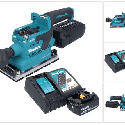 Makita DBO 381 RT1U Ponceuse vibrante sans fil 18 V 93 x 185 mm Brushless + 1x batterie 5,0 Ah + chargeur