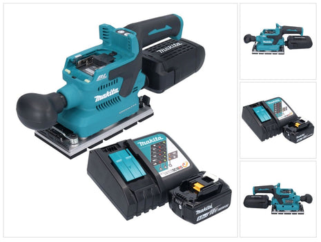 Makita DBO 381 RT1U Akumulatorowa szlifierka oscylacyjna 18 V 93 x 185 mm bezszczotkowa + 1x akumulator 5,0 Ah + ładowarka