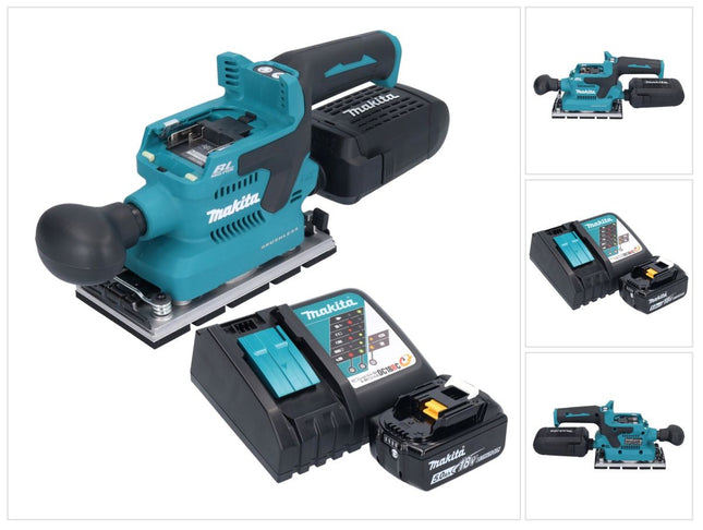 Makita DBO 381 RT1U Ponceuse vibrante sans fil 18 V 93 x 185 mm Brushless + 1x batterie 5,0 Ah + chargeur