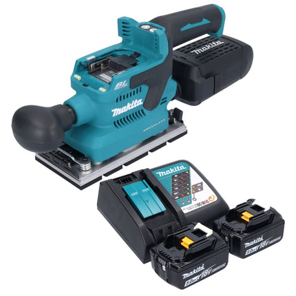 Makita DBO 381 RTU Ponceuse vibrante sans fil 18 V 93 x 185 mm Brushless + 2x batterie 5,0 Ah + chargeur