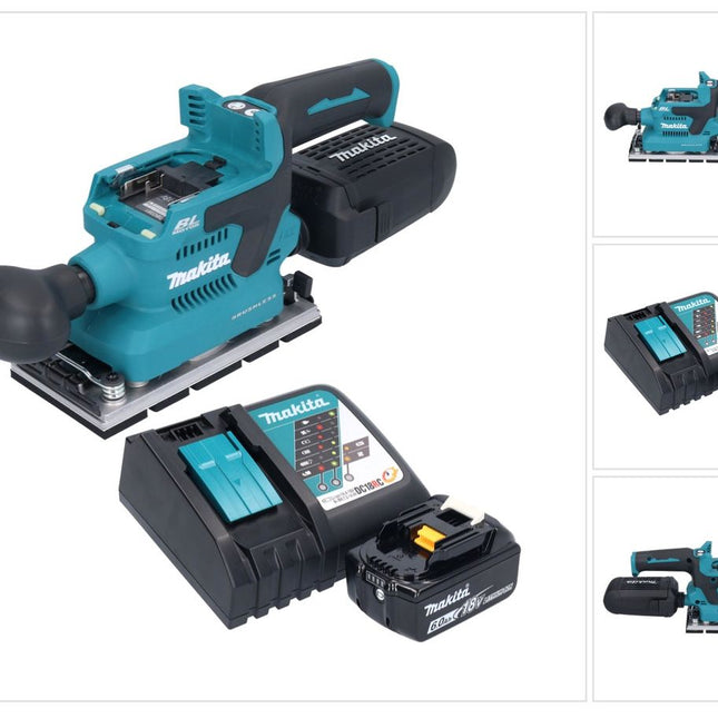 Makita DBO 381 RG1U Ponceuse vibrante sans fil 18 V 93 x 185 mm Brushless + 1x batterie 6,0 Ah + chargeur