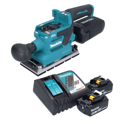 Makita DBO 381 RGU Ponceuse vibrante sans fil 18 V 93 x 185 mm Brushless + 2x batterie 6,0 Ah + chargeur