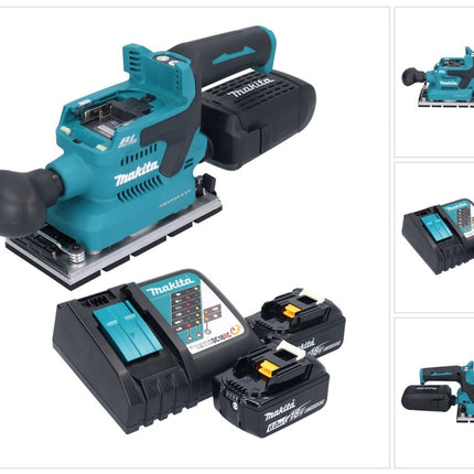 Makita DBO 381 RGU Ponceuse vibrante sans fil 18 V 93 x 185 mm Brushless + 2x batterie 6,0 Ah + chargeur