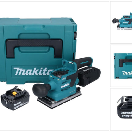 Makita DBO 381 F1JU Ponceuse vibrante sans fil 18 V 93 x 185 mm Brushless + 1x batterie 3,0 Ah + Makpac - sans chargeur