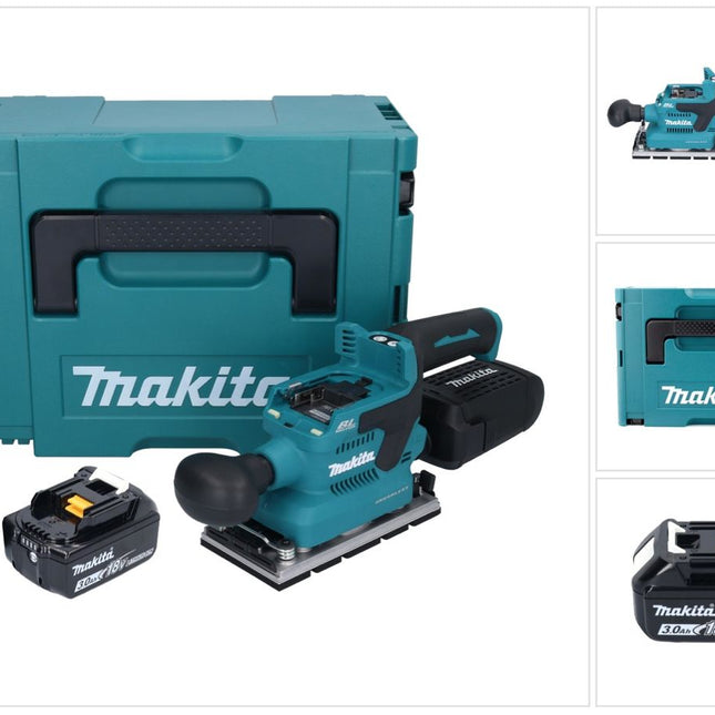 Makita DBO 381 F1JU Ponceuse vibrante sans fil 18 V 93 x 185 mm Brushless + 1x batterie 3,0 Ah + Makpac - sans chargeur