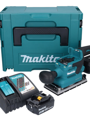 Makita DBO 381 RF1JU Ponceuse vibrante sans fil 18 V 93 x 185 mm Brushless + 1x batterie 3,0 Ah + chargeur + Makpac