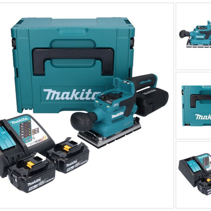 Makita DBO 381 RFJU ponceuse orbitale sans fil 18 V 93 x 185 mm sans balais + 2x batterie 3,0 Ah + chargeur + Makpac