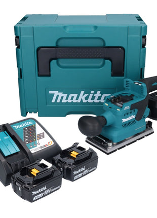 Makita DBO 381 RFJU ponceuse orbitale sans fil 18 V 93 x 185 mm sans balais + 2x batterie 3,0 Ah + chargeur + Makpac