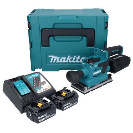 Makita DBO 381 RFJU ponceuse orbitale sans fil 18 V 93 x 185 mm sans balais + 2x batterie 3,0 Ah + chargeur + Makpac