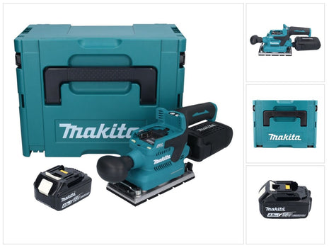 Makita DBO 381 M1JU Ponceuse vibrante sans fil 18 V 93 x 185 mm Brushless + 1x batterie 4,0 Ah + Makpac - sans chargeur