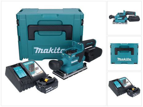 Makita DBO 381 RM1JU Ponceuse vibrante sans fil 18 V 93 x 185 mm Brushless + 1x batterie 4,0 Ah + chargeur + Makpac