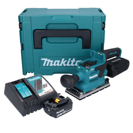 Makita DBO 381 RM1JU Ponceuse vibrante sans fil 18 V 93 x 185 mm Brushless + 1x batterie 4,0 Ah + chargeur + Makpac