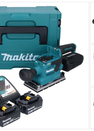 Makita DBO 381 RMJU Ponceuse vibrante sans fil 18 V 93 x 185 mm Brushless + 2x batterie 4,0 Ah + chargeur + Makpac