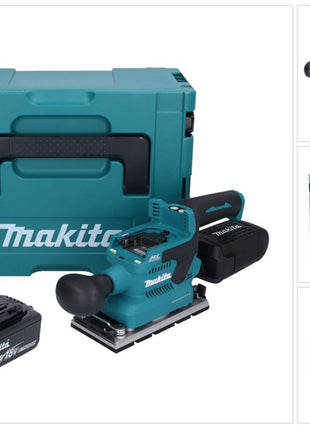 Makita DBO 381 T1JU Akumulatorowa szlifierka oscylacyjna 18 V 93 x 185 mm bezszczotkowa + 1x akumulator 5,0 Ah + Makpac - bez ładowarki