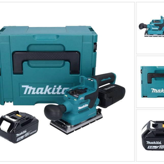Makita DBO 381 T1JU Ponceuse vibrante sans fil 18 V 93 x 185 mm Brushless + 1x batterie 5,0 Ah + Makpac - sans chargeur