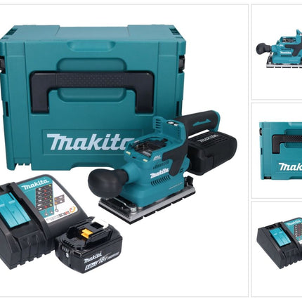 Makita DBO 381 RT1JU Ponceuse vibrante sans fil 18 V 93 x 185 mm Brushless + 1x batterie 5,0 Ah + chargeur + Makpac
