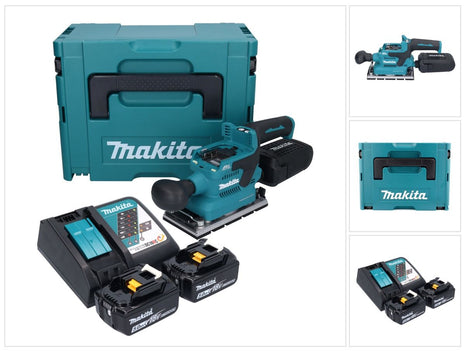 Makita DBO 381 RTJU Ponceuse vibrante sans fil 18 V 93 x 185 mm Brushless + 2x batterie 5,0 Ah + chargeur + Makpac