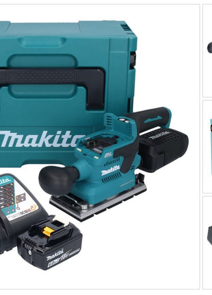 Makita DBO 381 RG1JU Ponceuse vibrante sans fil 18 V 93 x 185 mm Brushless + 1x batterie 6,0 Ah + chargeur + Makpac