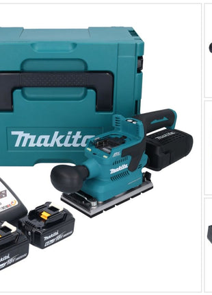 Makita DBO 381 RGJU Ponceuse vibrante sans fil 18 V 93 x 185 mm Brushless + 2x batterie 6,0 Ah + chargeur + Makpac