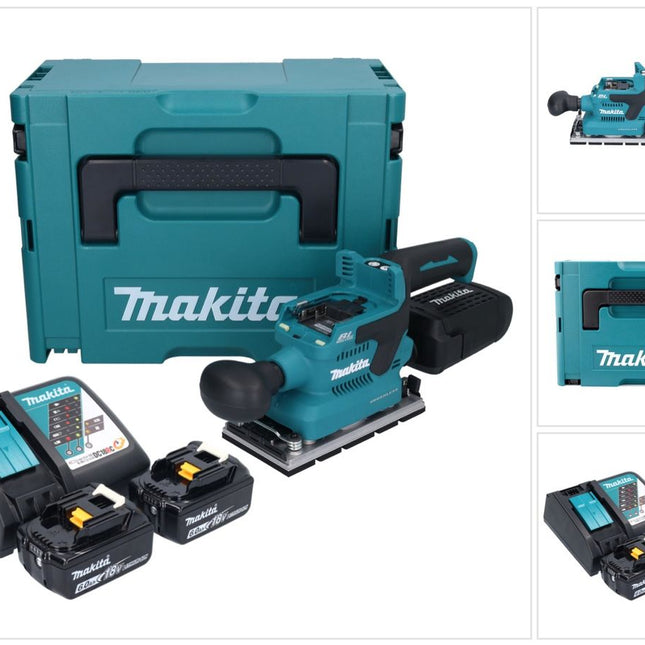 Makita DBO 381 RGJU Ponceuse vibrante sans fil 18 V 93 x 185 mm Brushless + 2x batterie 6,0 Ah + chargeur + Makpac