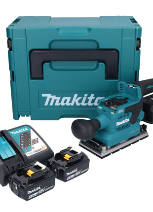 Makita DBO 381 RGJU Akumulatorowa szlifierka oscylacyjna 18 V 93 x 185 mm bezszczotkowa + 2x akumulator 6,0 Ah + ładowarka + Makpac