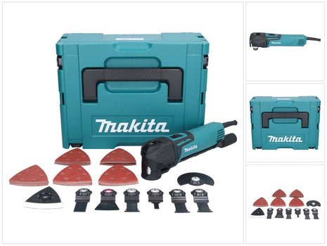 Herramienta multifuncional Makita TM 3010 CX3J 320 W OIS / Starlock + set de accesorios 59 piezas + Makpac