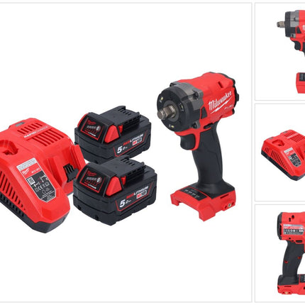 Milwaukee M18 FIW2F12-502 Clé à choc sans fil 18 V 339 Nm 1/2" Brushless + 2x batterie 5,0 Ah + chargeur