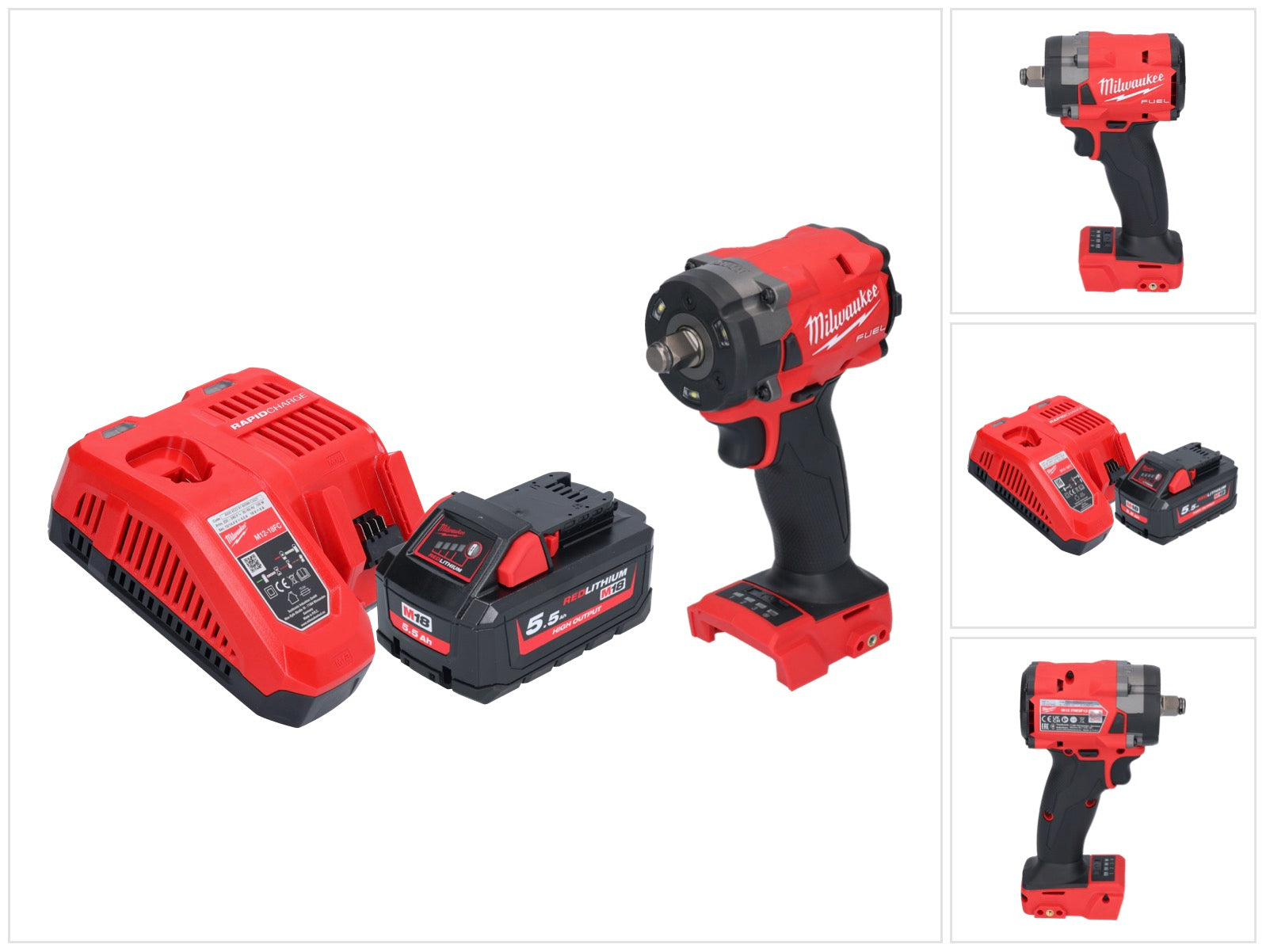 Milwaukee M18 FIW2F12 551 Akku Schlagschrauber 18 V 339 Nm 1 2 Brushless 1x Akku 5 5 Ah Ladegeraet 0 - toolbrothers