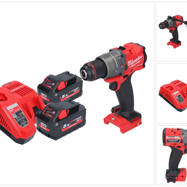 Milwaukee M18 FPD3-552 Perceuse-visseuse à percussion sans fil 18 V 158 Nm Brushless + 2x batterie 5,5 Ah + chargeur