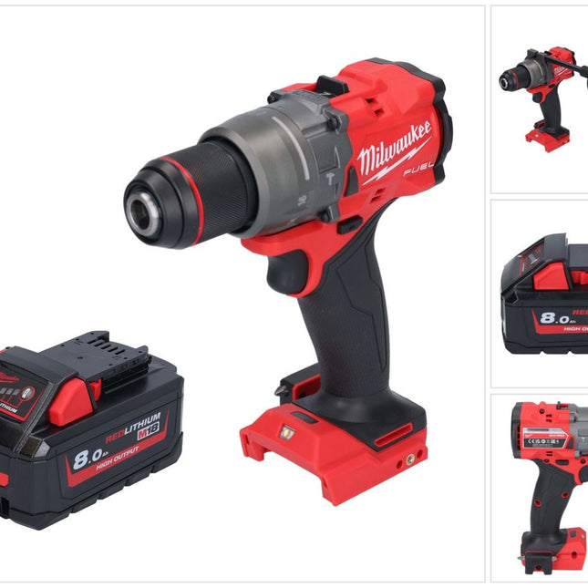 Milwaukee M18 FPD3-801 Perceuse-visseuse à percussion sans fil 18 V 158 Nm Brushless + 1x batterie 8,0 Ah - sans chargeur