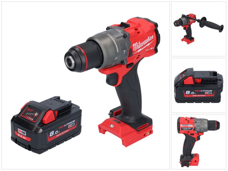 Milwaukee M18 FPD3-801 Perceuse-visseuse à percussion sans fil 18 V 158 Nm Brushless + 1x batterie 8,0 Ah - sans chargeur