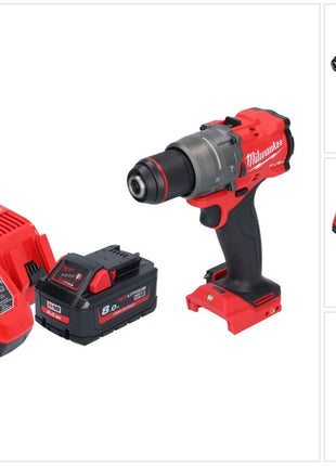 Taladro percutor inalámbrico Milwaukee M18 FPD3-801 18 V 158 Nm sin escobillas + 1x batería 8,0 Ah + cargador