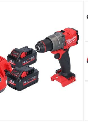 Milwaukee M18 FPD3-802 akumulatorowa wiertarko-wkrętarka udarowa 18 V 158 Nm bezszczotkowa + 2x akumulator 8,0 Ah + ładowarka