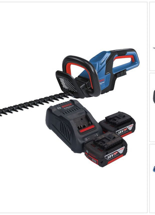 Bosch GHE 18V-60 Professional Taille-haies sans fil 18 V 60 cm Brushless + 2x batterie 5,0 Ah + chargeur