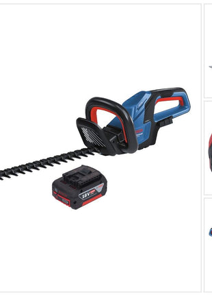 Bosch GHE 18V-60 Professional Akku Heckenschere 18 V 60 cm Brushless + 1x Akku 6,0 Ah - ohne Ladegerät