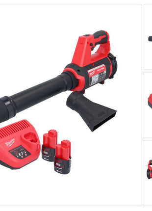 Souffleur à batterie Milwaukee M12 BBL-202 12 V + 2x batteries 2,0 Ah + chargeur