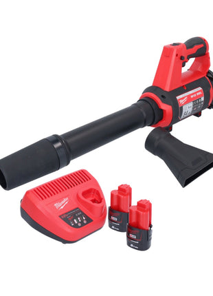 Souffleur à batterie Milwaukee M12 BBL-202 12 V + 2x batteries 2,0 Ah + chargeur