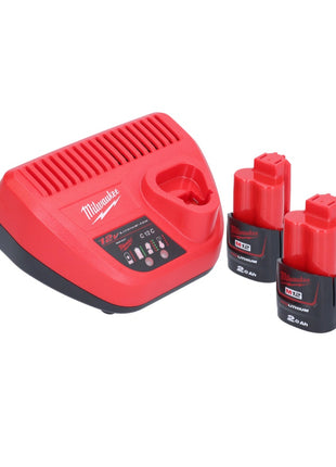 Souffleur à batterie Milwaukee M12 BBL-202 12 V + 2x batteries 2,0 Ah + chargeur